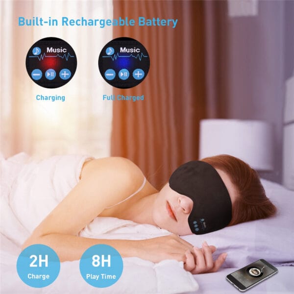 5.0 Bluetooth Music Eye Mask – Comfortable Sleep Mask with Wireless Audio for Travel and Relaxation - Image 5