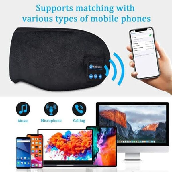 5.0 Bluetooth Music Eye Mask – Comfortable Sleep Mask with Wireless Audio for Travel and Relaxation - Image 6