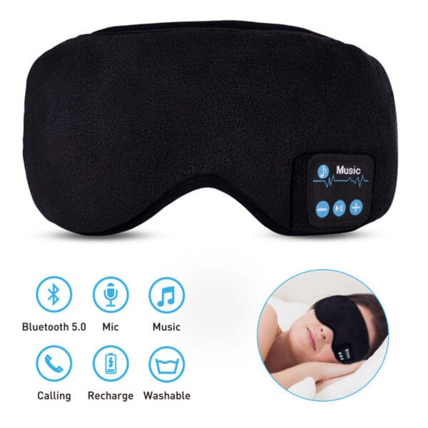 5.0 Bluetooth Music Eye Mask – Comfortable Sleep Mask with Wireless Audio for Travel and Relaxation