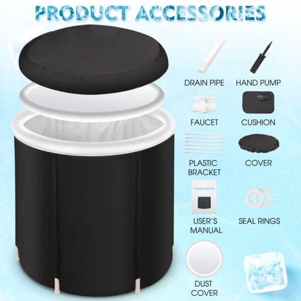 Portable Recovery Ice Tub for Athletes | Foldable Cold Therapy Tub | Insulated Outdoor & Indoor Soaking Spa Bucket - Image 4