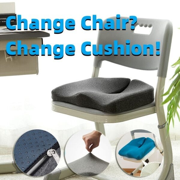 Ergonomic Pressure Relief Memory Foam Seat Cushion | Back & Lumbar Support, Non-Slip, Office & Car Chair Pads - Image 7
