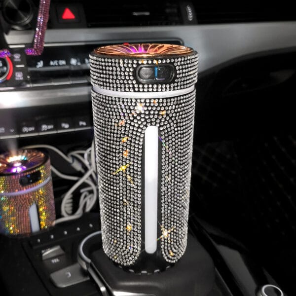 Luxury Diamond Car Humidifier – LED Light Aromatherapy Diffuser & Air Purifier - Image 3