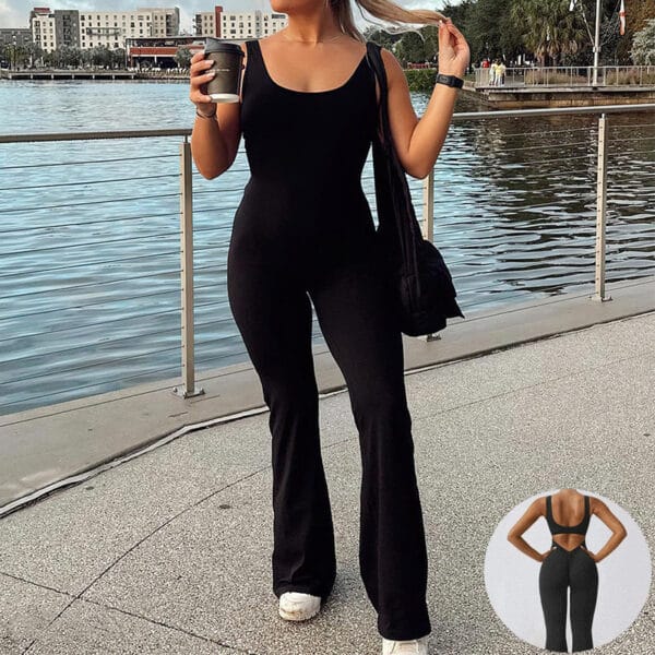 Slim Fit Hip Raise Jumpsuit – Sexy Backless Exercise Yoga Outfit