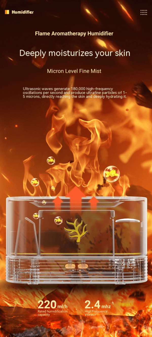 Flame Humidifier – USB Smart LED Aroma Diffuser & Fire Night Lamp - Image 5